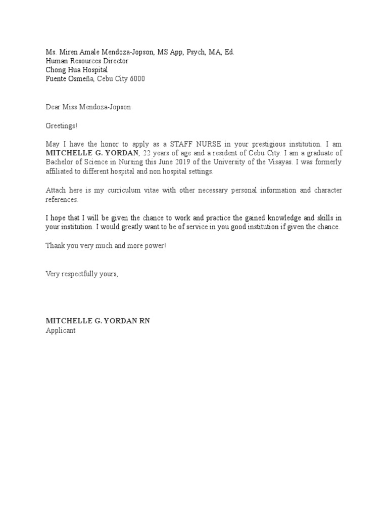 Nursing Application Letter PDF