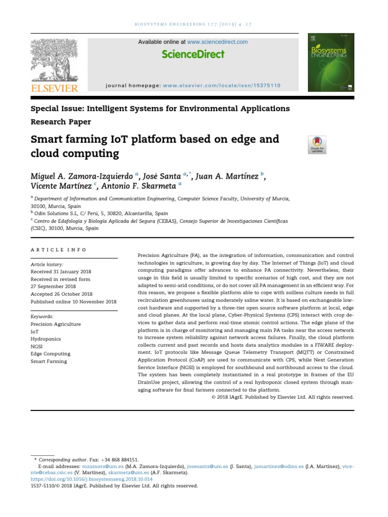 Smart Farming Iot Platform Based On Edge And Cloud Computing Internet Of Things Cloud Computing