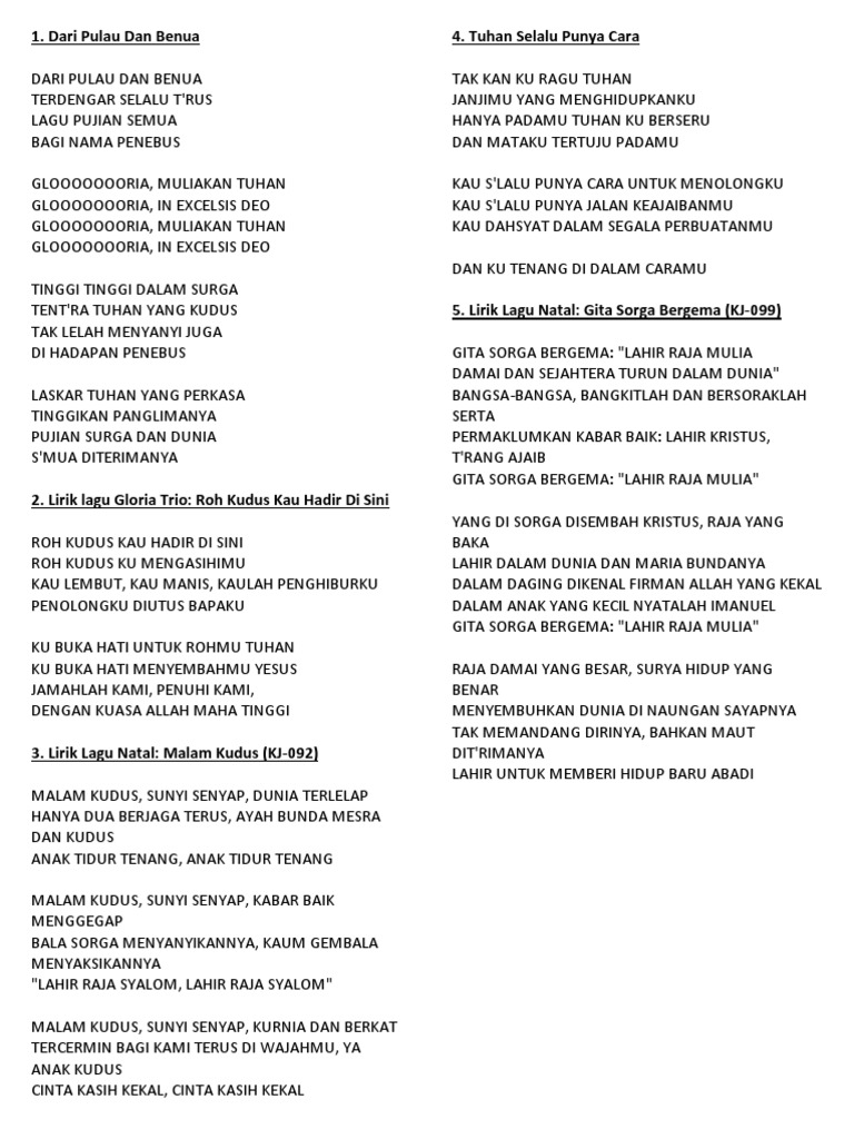 15 Daftar Lirik Lagu Natal Terbaru Dan Terlaris 2018 Untuk Perayaan Pdf
