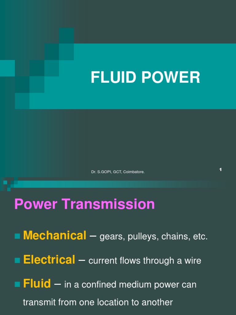 Fluid Power Dr S Gopi Gct Coimbatore Pdf Liquids Fluid
