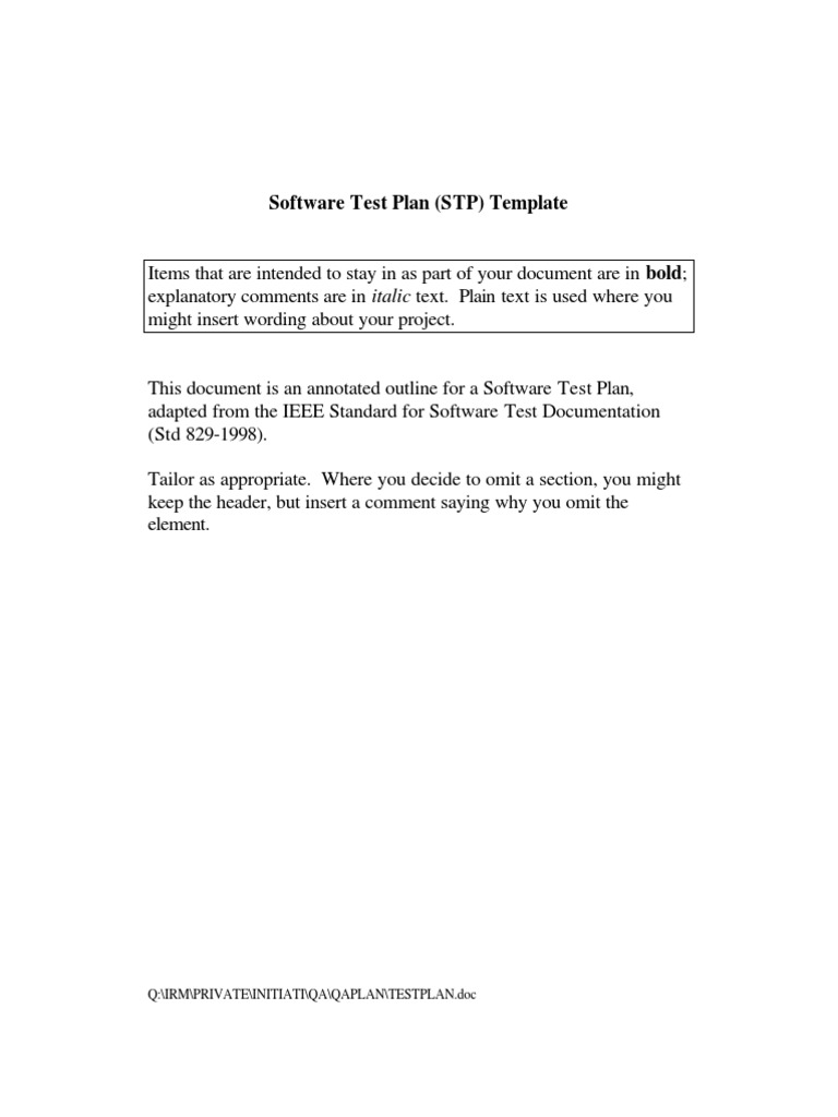 Software Test Plan Template Guide | PDF