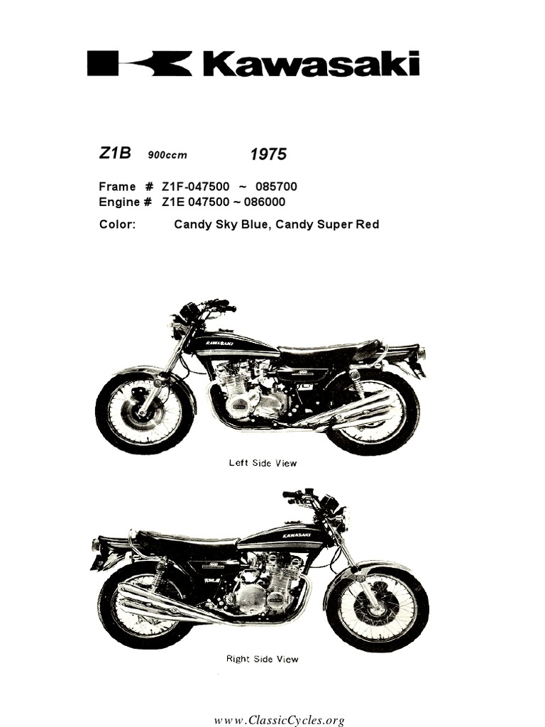 Z1 900 Z900 Illustrated Parts List Diagram Manual 1975 PDF