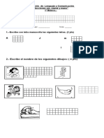 Evaluación de Lenguaje y Comunicación Ojo Mama y Mano