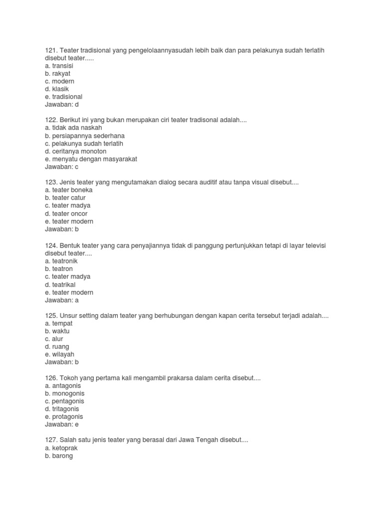 Kumpulan Soal Seni Budaya Kelas 10 Teater Seni Rupa