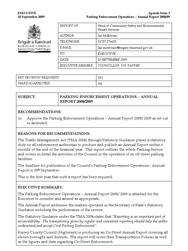 Reigate & Banstead BC Sept 2009 PDF Parking Lot Parking