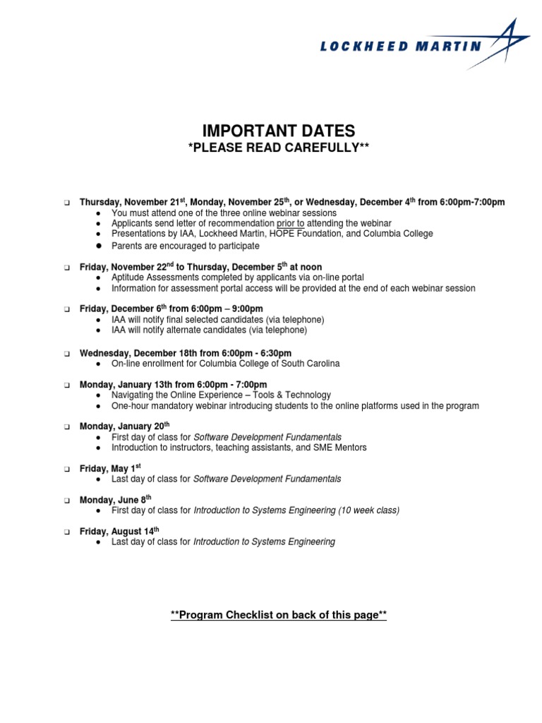 Important Dates and Reminders | PDF | Web Conferencing | Learning