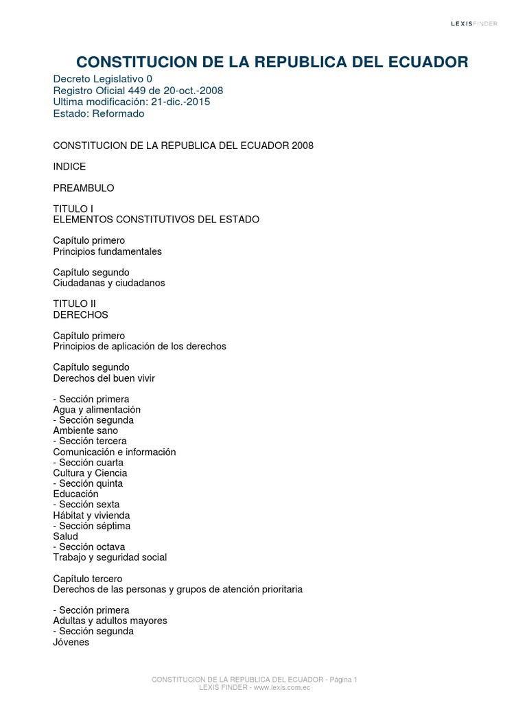 Constitución | PDF | Derecho Constitucional | Ecuador