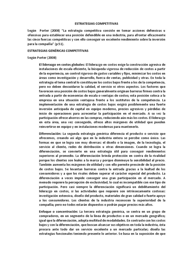 Estrategias Competitivas | PDF | Mercado (economía) | Ventaja competitiva