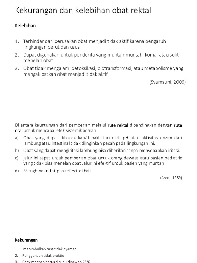 Kelebihan dan Kekurangan Obat Rektal | PDF | Sains & Matematika