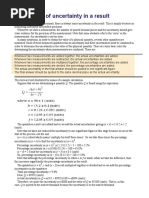 Calculation of Uncertainty in A Result