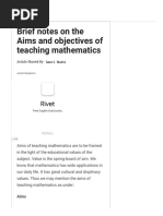 Brief Notes On The Aims and Objectives of Teaching Mathematics