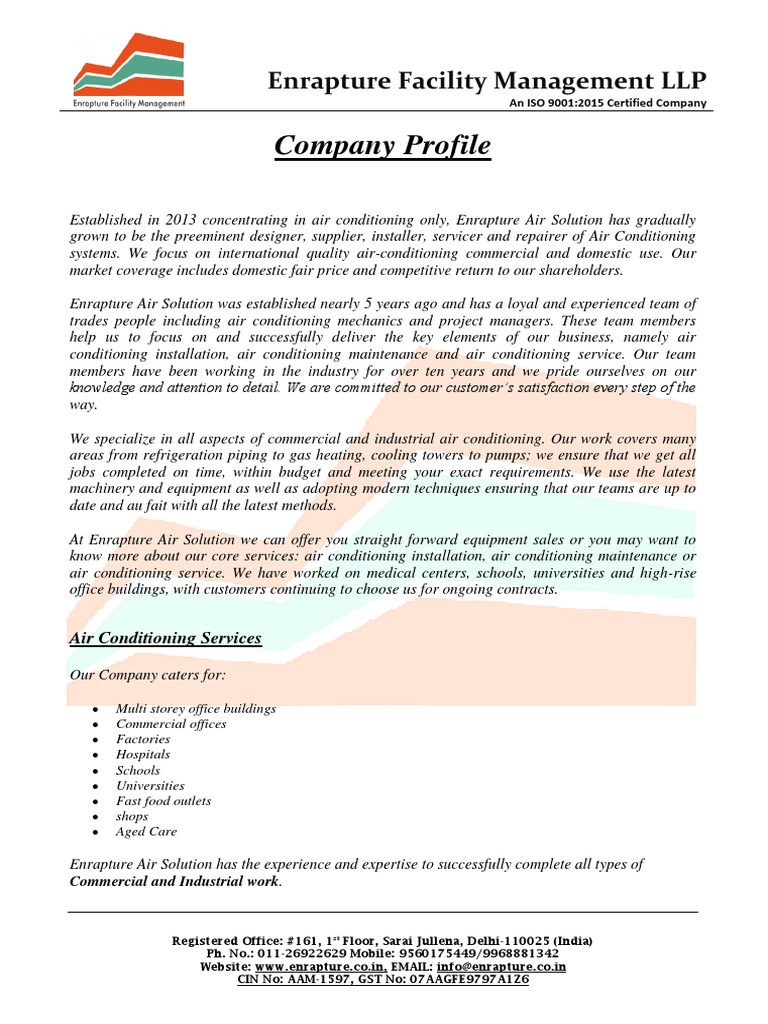 Company Profile Sample | Download Free PDF | Air Conditioning | Business