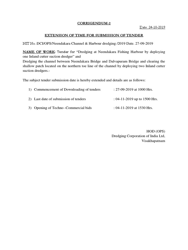 Date 24102019 Corrigendum2 Extension of Time For Submission of