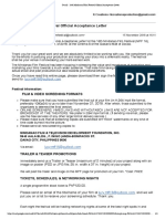 16th Mindanao Film Festival Official Acceptance Letter: Film & Video Screening Formats