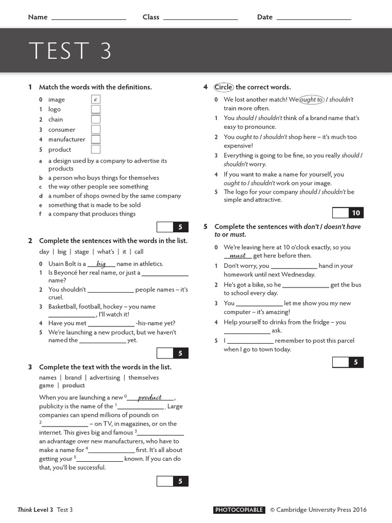 Unit 3 Test | PDF | Question