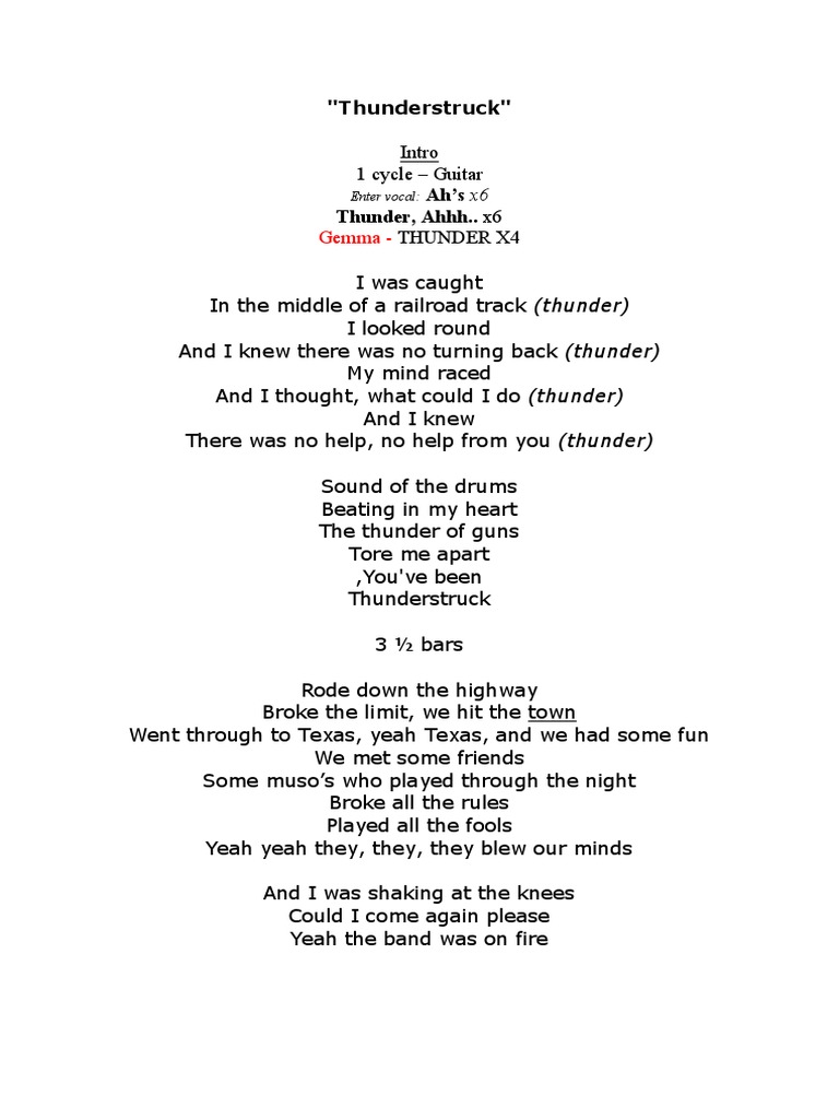 Thunderstruck Lyrics
