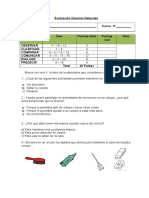 Evaluación 1°básico Ciencias Marzo 2014