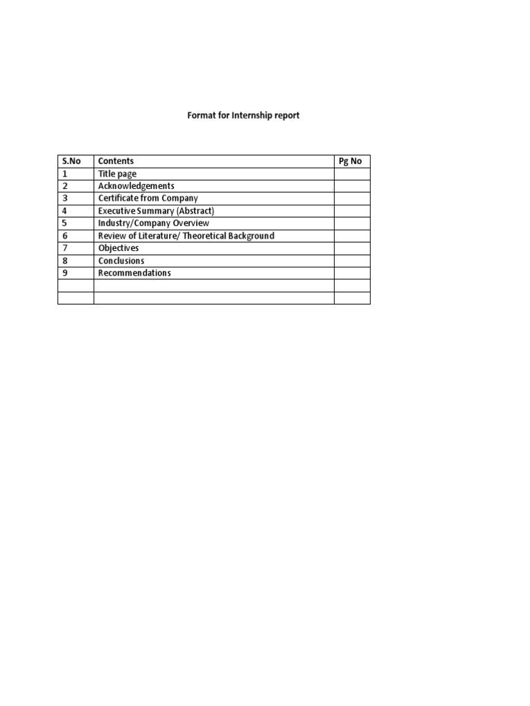 Internship Report Format Guidelines | PDF