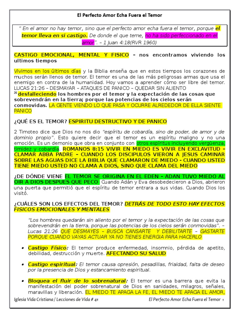 El Perfecto Amor y la Libertad del Temor | PDF | Temor | Demonios
