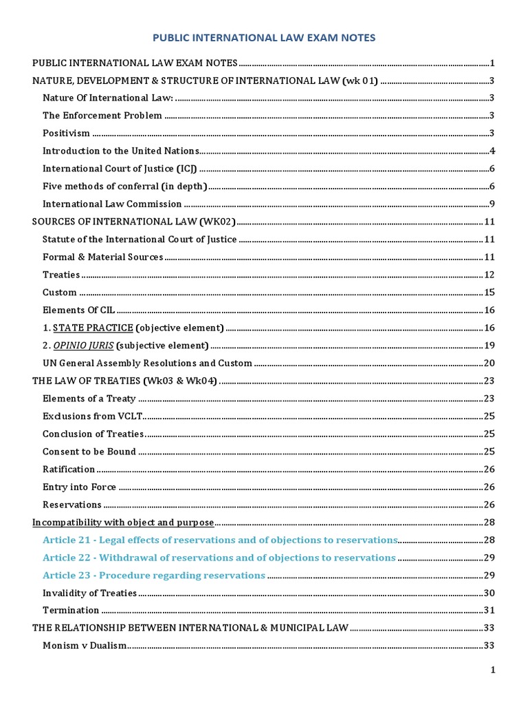 Public International Law Exam Notes | PDF | International Law | United ...