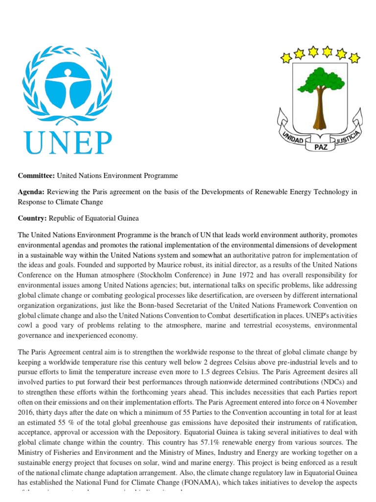 UNEP Position Paper For MUN | PDF | United Nations Environment ...