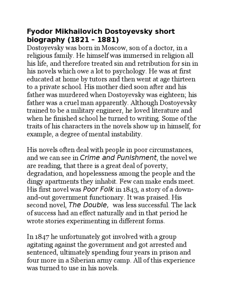 Dostoyevsky: Life and Literary Legacy | PDF | Crime And Punishment ...