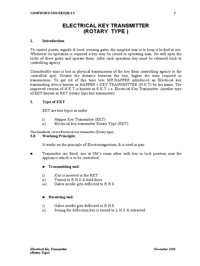 Electrical Key Transmitter Overview | PDF | Relay | Transmitter