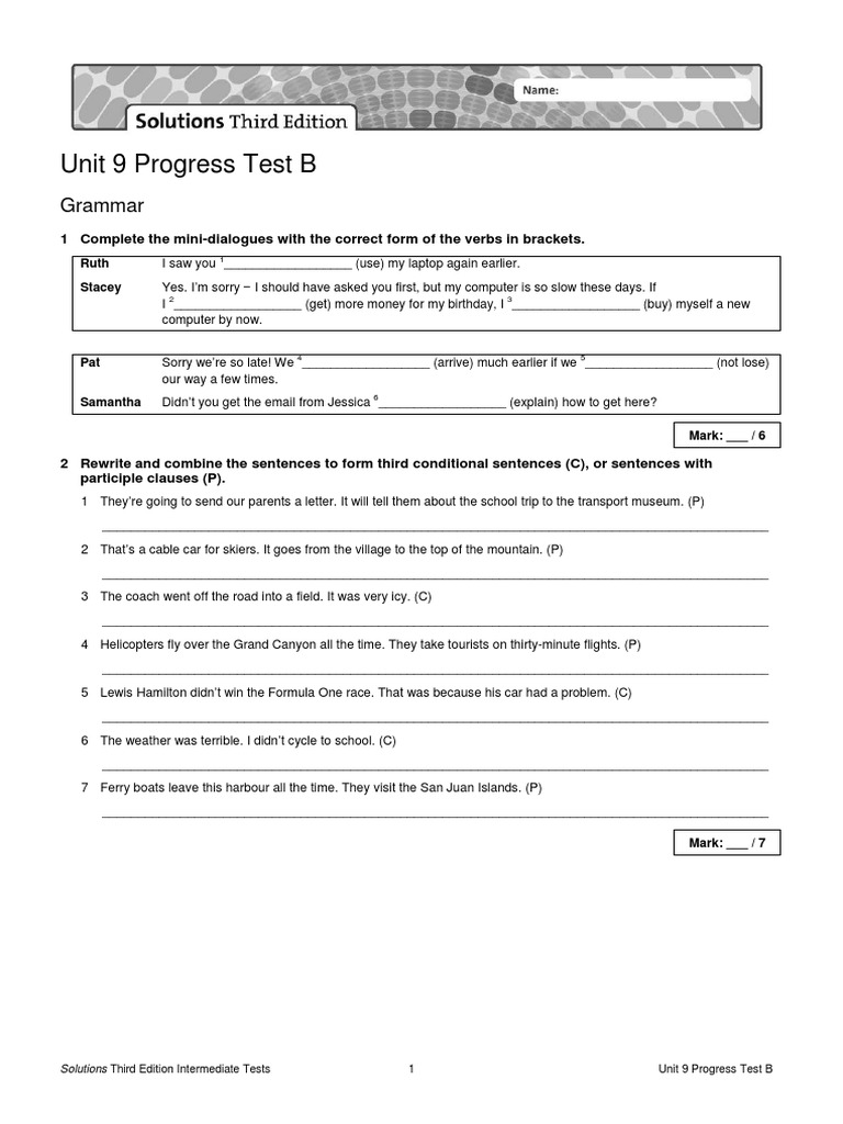 Unit 9 Progress Test B Grammar and Vocabulary | PDF