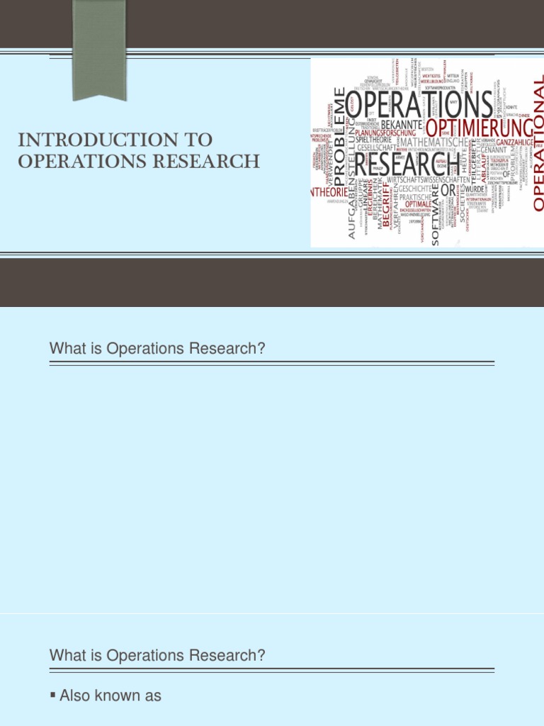Introduction to Operations Research | PDF | Mathematical Model | Data ...