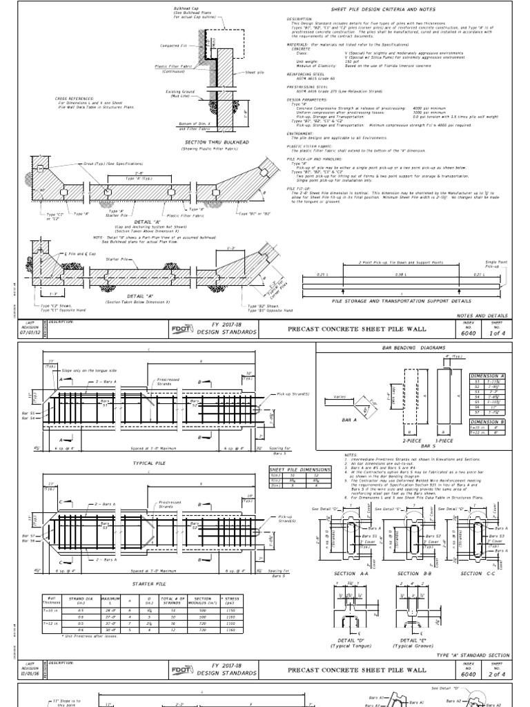 Precast Concrete Sheet Pile Details | PDF | Deep Foundation ...