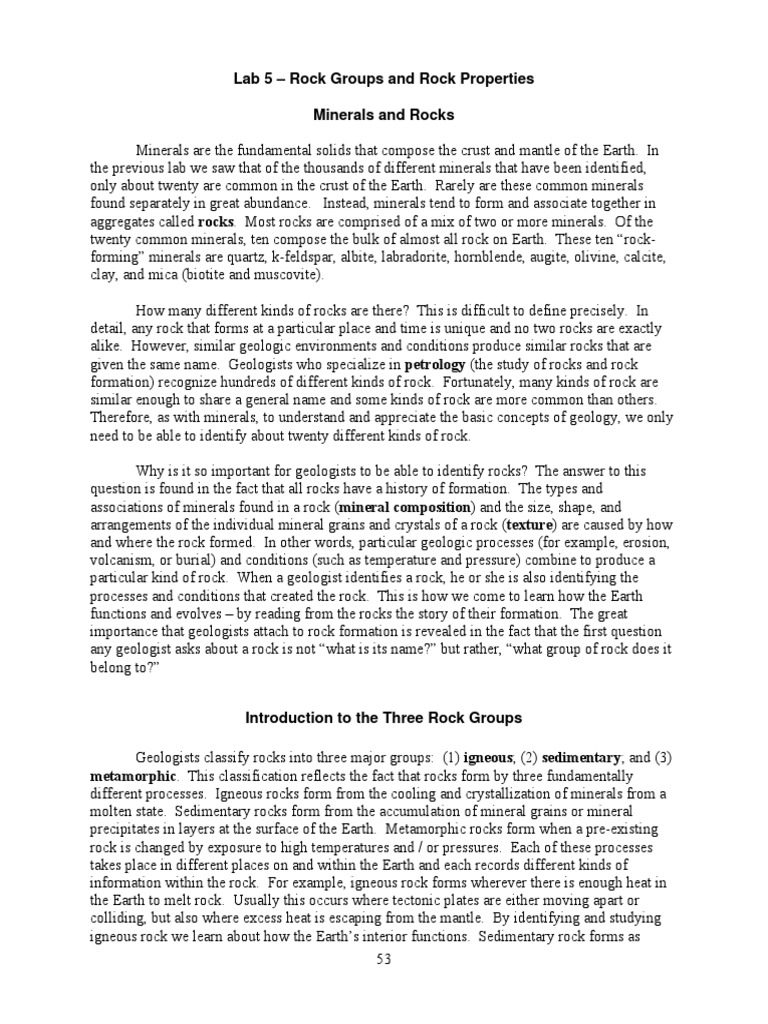 Rock Groups and Identification Guide | PDF | Sedimentary Rock | Igneous ...