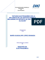 Estudio Electroquímico de La Influencia de Los Aditivos Sobre El Mecanismo de Depósito de Zinc en Medio Alcalino.