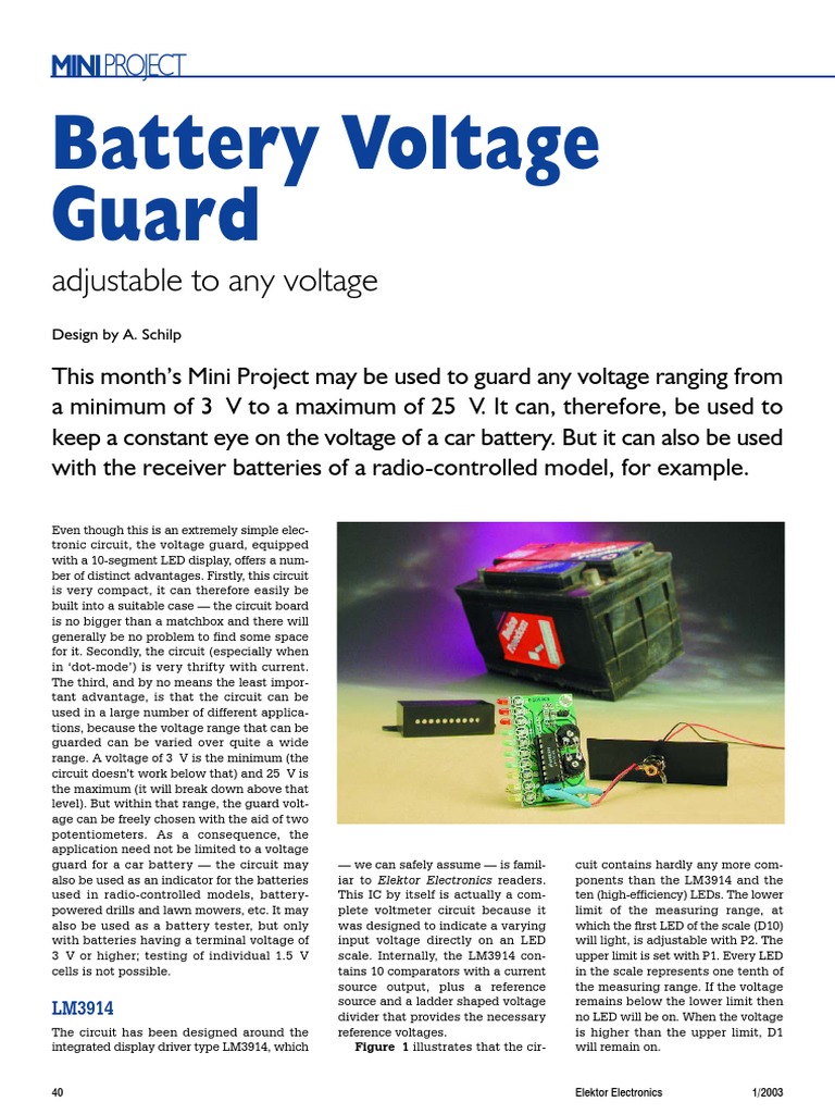 Battery Voltage Guard | PDF | Voltage | Light Emitting Diode