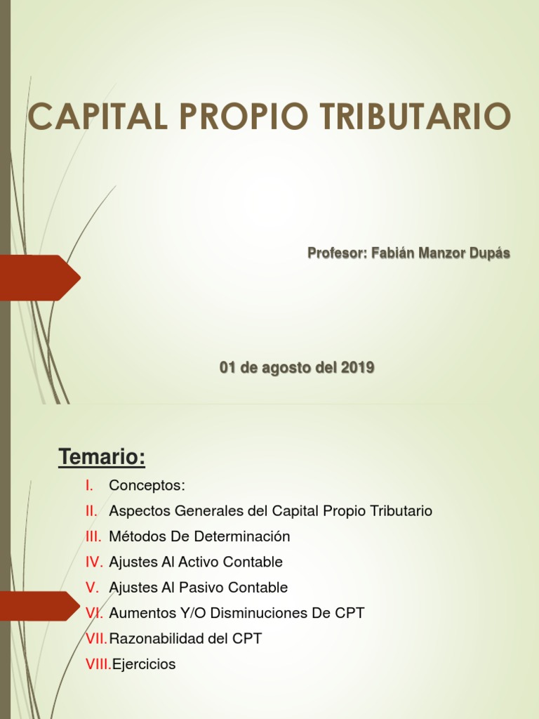Definición de Capital Propio Tributario | PDF | Depreciación | Contabilidad