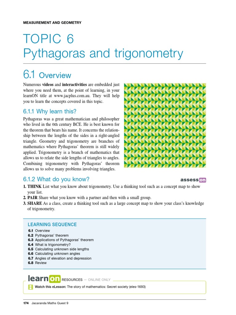 c06PythagorasAndTrigonometry PDF | PDF | Trigonometric Functions | Triangle