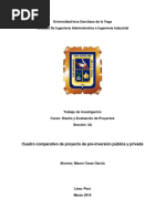Cuadro Comparativo de Proyectos de Pre Inversion Publica y Privada