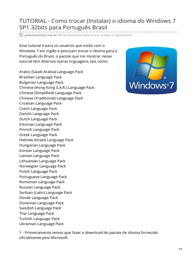 descargar paquete de idiomas para windows 7 sp1 32 bits
