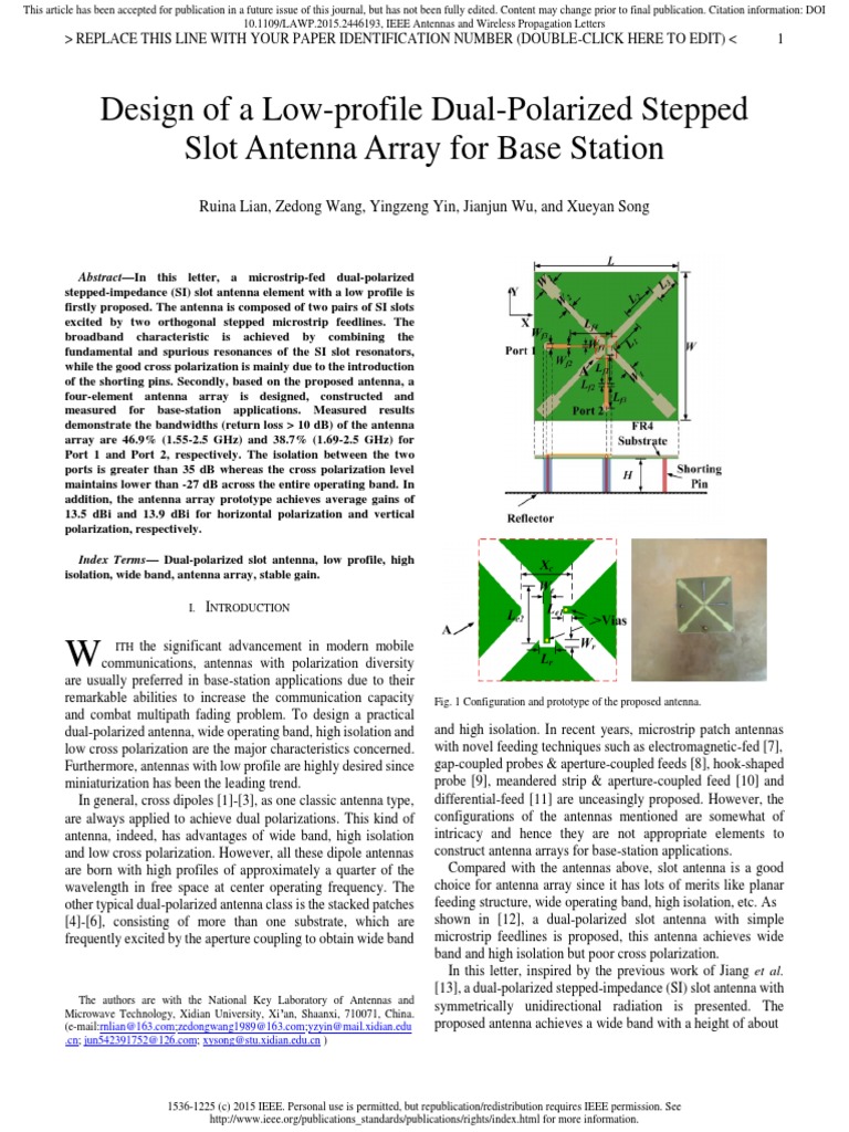 ARTICULO 3 ANTENAS Design of A Low-Profile Dual-Polarized Stepped CORTE ...