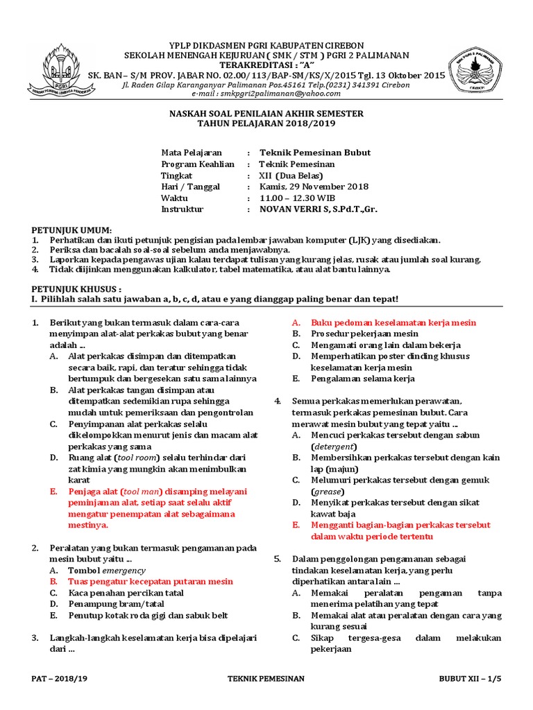 Contoh Soal Essay Mesin Bubut Dan Jawabannya Soal Baru Contoh Soal Essay Mesin Bubut Dan Jawabannya Soal Baru