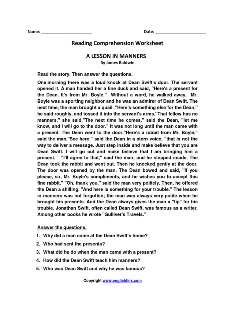 5th lesson in manners pdf jonathan swift