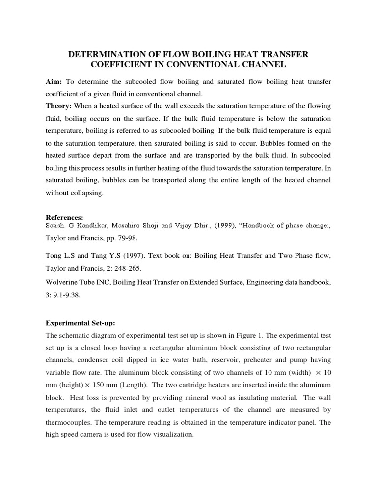 Flow and Pool Boiling Heat Transfer Analysis | PDF | Boiling | Heat ...