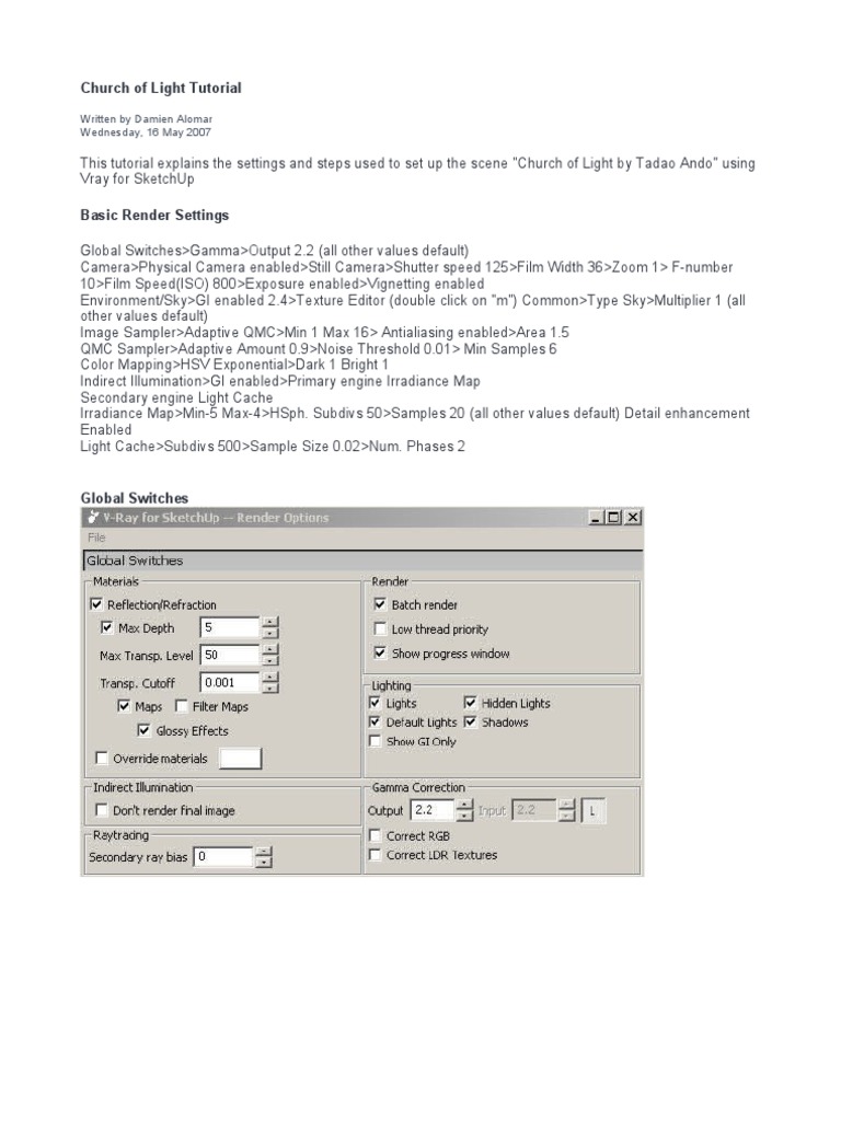 Vray for SketchUp: Church of Light Setup | PDF | Texture Mapping ...