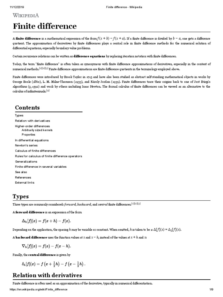 Finite Difference Wikipedia Finite Difference Subtraction