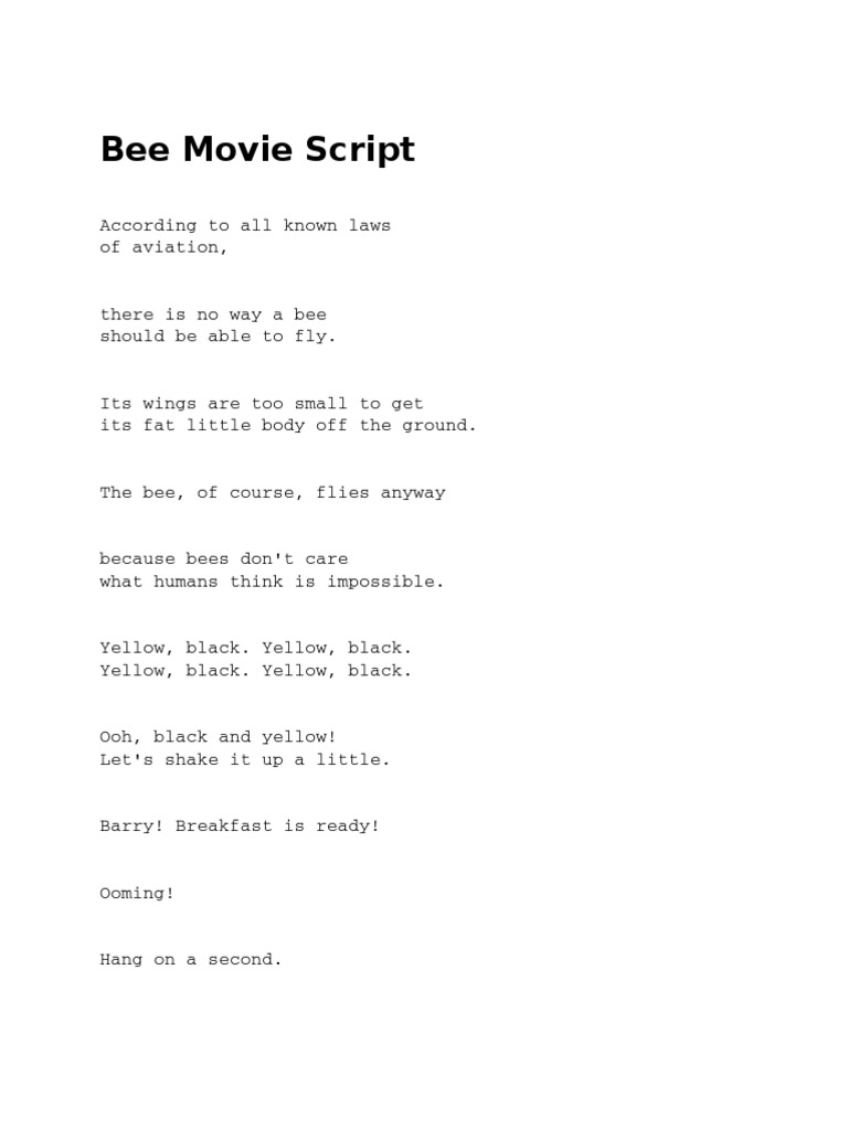 Bee Movie Script | PDF | Bees | Flowers