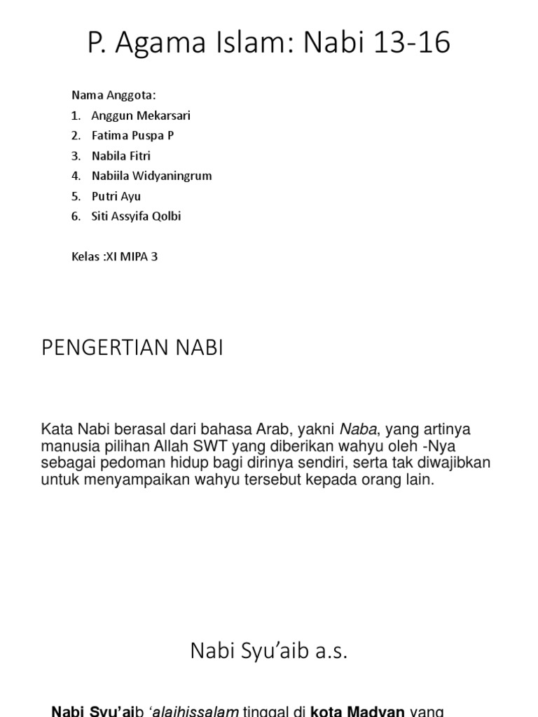 Nabi syuaib berasal dari suku