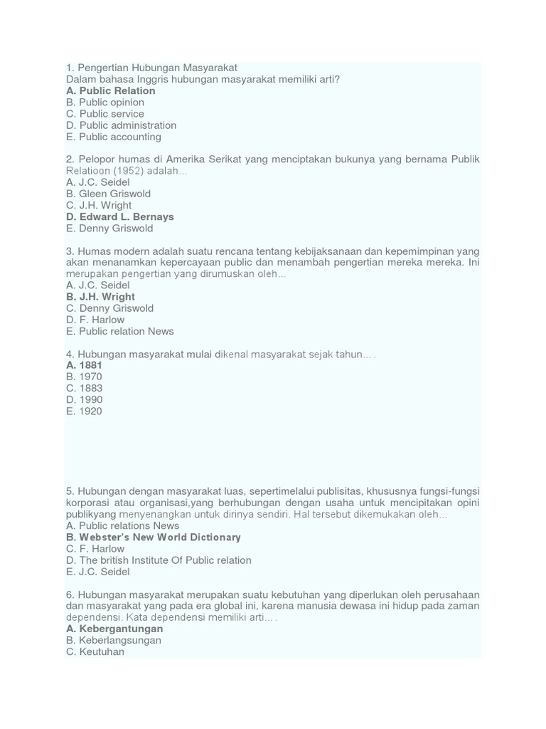 Soal Uas Humas Kelas 11