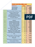 INDICE DE PRECIOS MISCELANEAS de Bogota de 2019