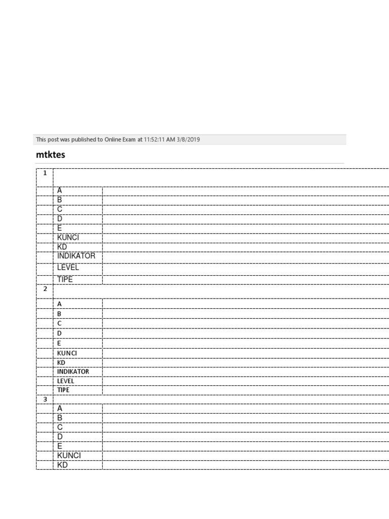 Exam Answer Key and Indicators | PDF