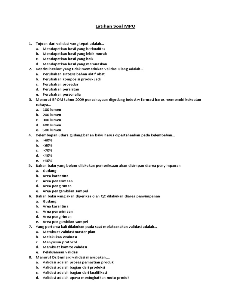 Latihan Soal Mpo