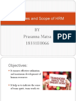 Objectives and Scope of HRM: BY Prasanna Matsa 18331E0066